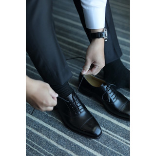 Giày Oxford Cap Toe - Phom D - Da bê Ý - Đế khâu Blake