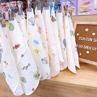 Gói 10 chiếc khăn sữa muslin hình hoạ tiết loại đẹp 2 lớp