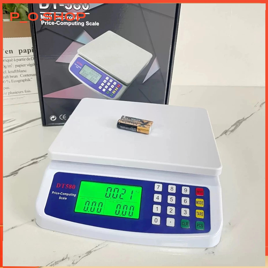 【🔥Rẻ】Cân Điện Tử 30kg DT580 - Cân Thực Phẩm Tính Tiền Giá Rẻ - Tặng Sạc + Pin