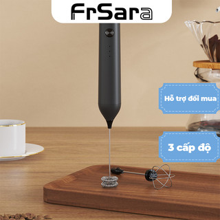  Máy đánh trứng,3 cấp độ que tạo bọt cafe mini cầm hỗ trợ sạc pin tiện lợi sử dụng 