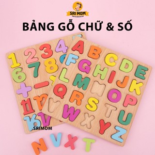 Bảng Xếp Hình 3D Gỗ Puzzle Montessori Chữ Và Số Nổi Cho Bé, Kích Thước 20x20cm, Đồ Chơi Giáo Dục Sớm Giúp Bé Phát Triển