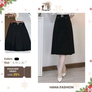 Chân váy thời trang công sở nữ chữ B hàng thiết kế vạt bụng 2 bên trang trí cúc dáng dài tới gối A17