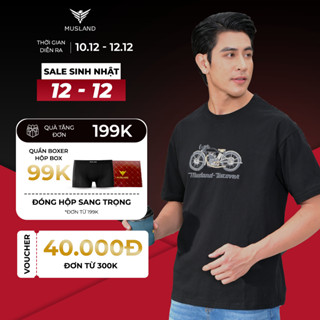 Áo Thun Nam Musland Ngắn Tay Co Giãn, Hoạ Tiết In Xe Đạp Trẻ Trung, Thấm Hút Mồ Hôi  AP22002