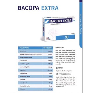 Viên bổ não BACOPA EXTRA Hộp 30 viên .