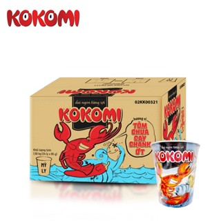 Thùng 24 ly mì kokomi tôm chua cay 65g/ Thùng 30 Gói Mì Tôm Kokomi chua cay 65g