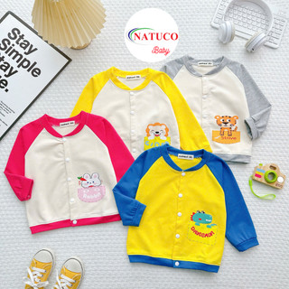 Áo Khoác Cardigan Trẻ Em NATUCO Vải Cotton Da Cá Mềm Mịn Cho Bé Trai Bé Gái Từ 4-25kg AK-002
