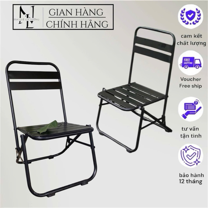 Ghế nan lá sắt siêu bền chắc lưng cao 70cm