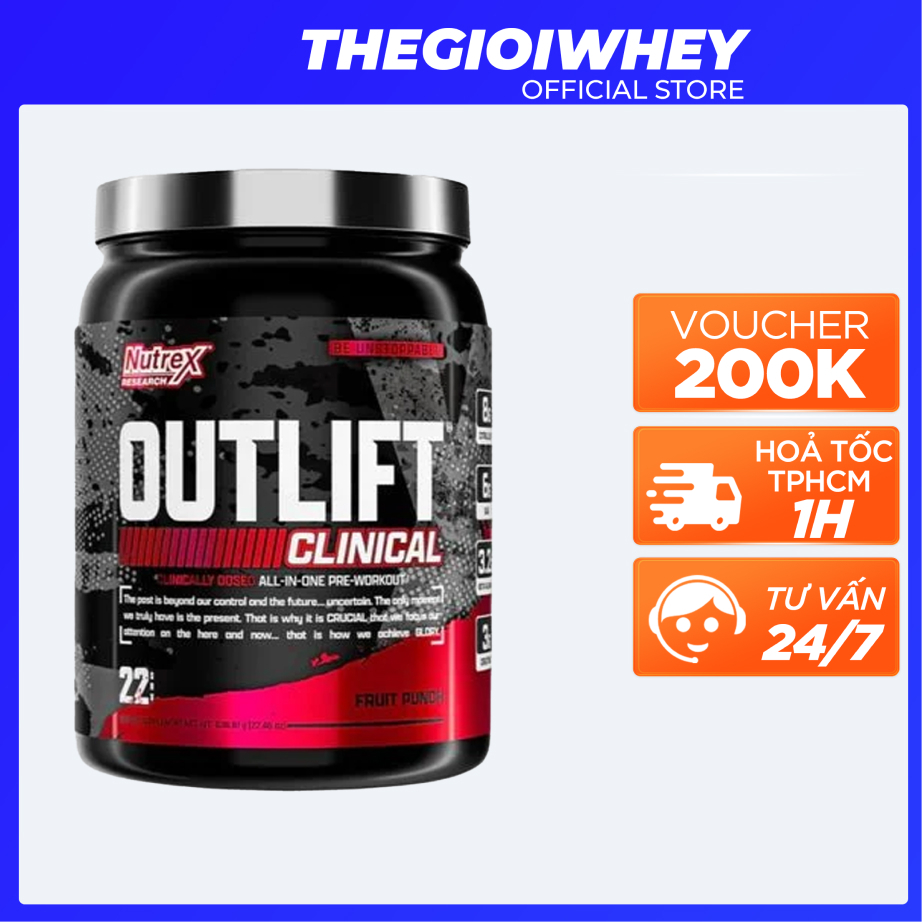 Nutrex Outlift thường 30 lần dùng), Bột Tăng sức mạnh, tỉnh táo, bù khoáng