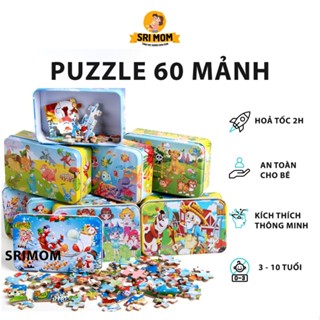 Đồ Chơi Xếp Hình Puzzle 60 Mảnh Gỗ Hộp Sắt Phát Triển Tư Duy Và Trí Thông Minh Cho Bé 3-10 tuổi - SRIMOM