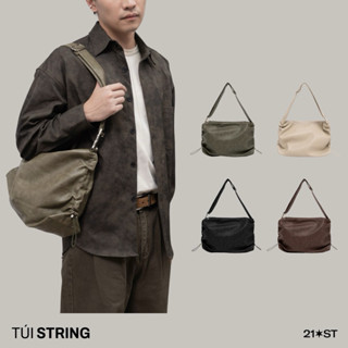 Túi da đeo chéo phối dây rút unisex 4 màu Selected String Shoulder Bag