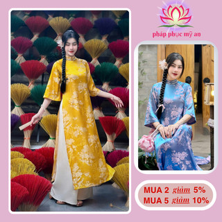  Áo Dài Dáng Xuông Mặc Dịp Lễ Tết Cổ Trụ Áo Dài Chất Gấm Hàng Châu Hoạ Tiết Hottrend Pháp Phục Mỹ An 
