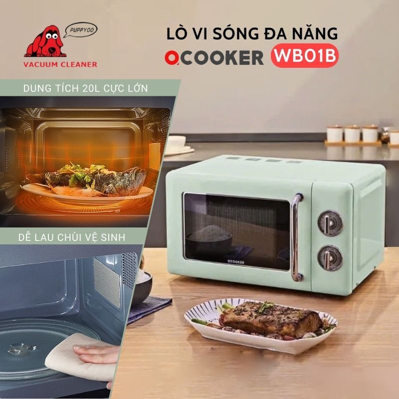 Lò vi sóng cổ điển 20L đa năng Mi Qcooker CR-WB01B núm vặn cơ công suất 700W
