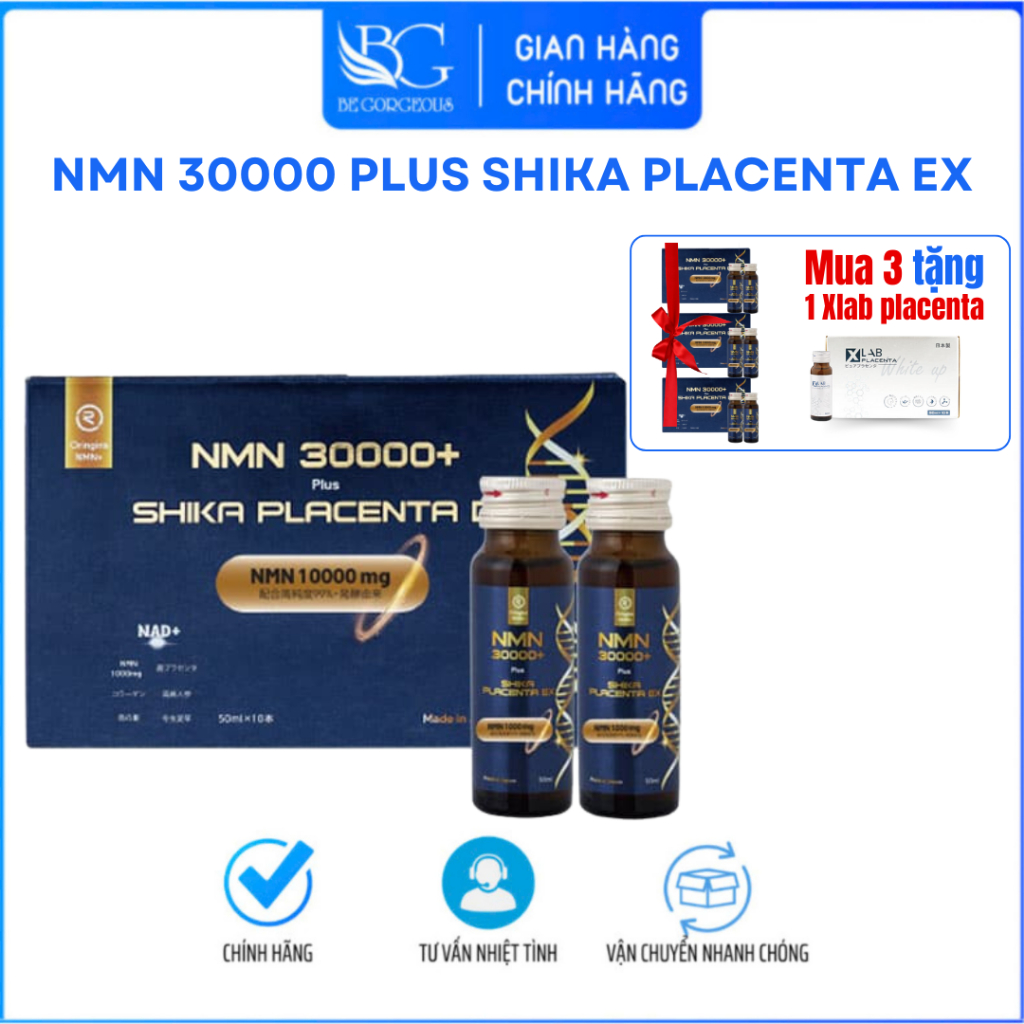 Nước uống trẻ hóa da NMN 30000+ Plus Shika Placenta EX giúp đẩy lùi các dấu hiệu của lão hóa