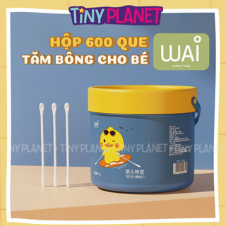 Tăm bông ngoáy tai, vệ sinh cho bé từ sơ sinh WAI hộp 600 que đầu xoắn ốc và thìa dẹt. đầu nhỏ