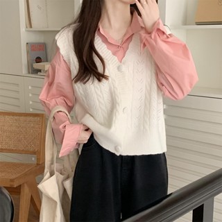 Áo Len Gile Nữ Ulzzang Hàn Quốc, Áo Ghile nữ phối viền tiểu thư Freesize Cổ Chữ V Phong Cách Trẻ Trung Thời Trang K-9