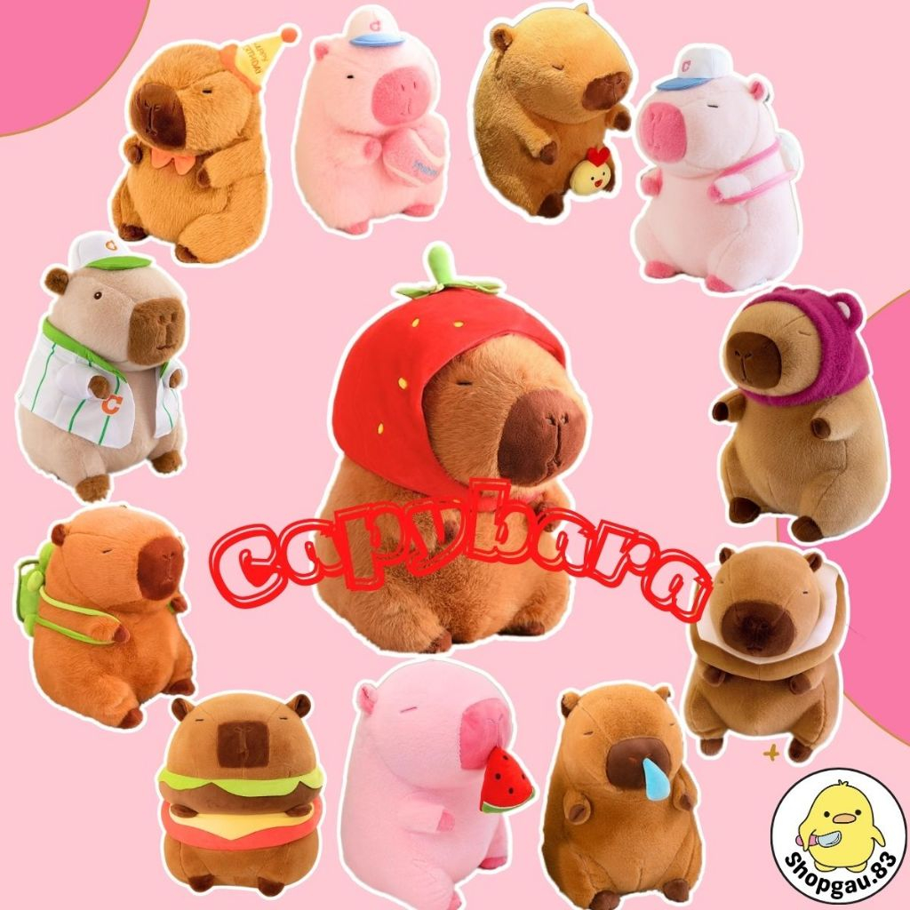 Capybara chảy nước mũi màu hồng, Gấu bông Capybara mini mũi rút chậm siêu đáng yêu shopgau.83