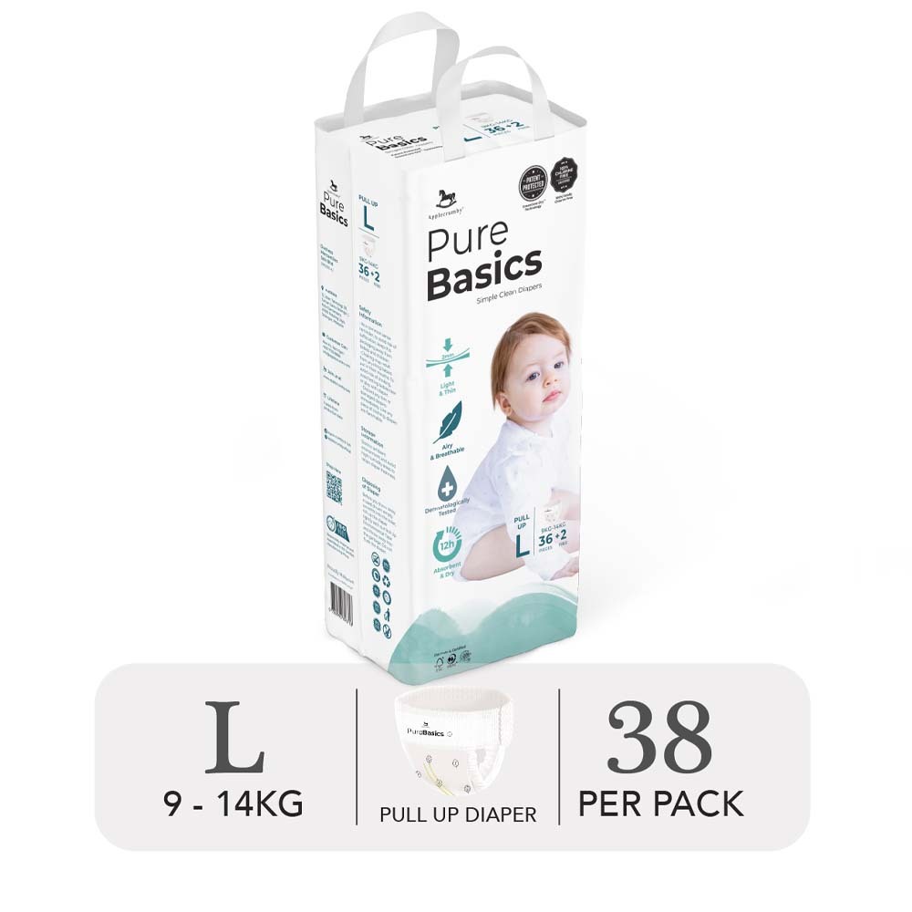 [Applecrumby] - Bỉm tã quần ngày đêm cao cấp Applecrumby Purebasics Diapers Pull Ups thấm hút tối ch