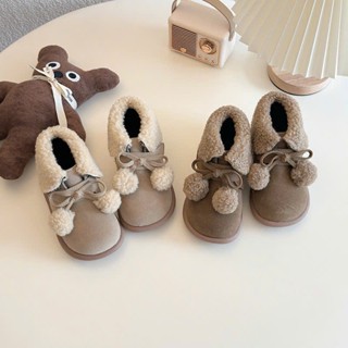  Bốt cổ lông bé gái bốt da lộn phối lông mãu mới phong cách hàn quốc cho bé 1-5 tuổi TMBA11 