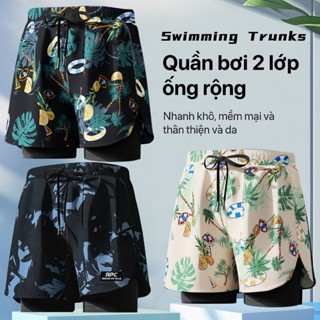 Quần bơi nam 2 lớp, Quần thể thao chống lộ ống suông YUKE/ Nhập khẩu chính hãng