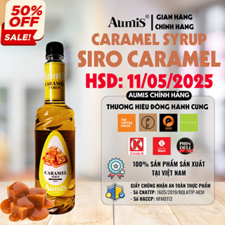 Syrup Siro Caramel Aumis Làm Trà Trái Cây, Trà Sữa, Latte Chai 750ml - Hạn Sử Dụng: 11/05/2025