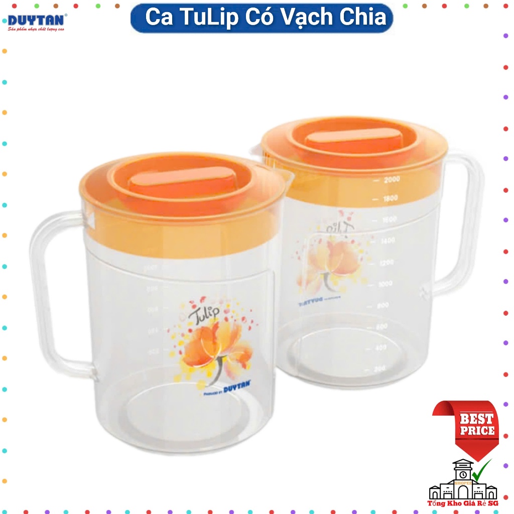 💥RẺ NHẤT💥 Ca nhựa trong Tulip Duy Tân 1 Lít/ 1.5 Lít/ 2 Lít/ 2.5 Lít - Nhựa Trong Suốt, Có Vạch Chia