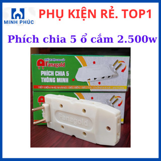  Phích cắm điện đa năng 5 chia chịu tải 2500w Loại Tốt Thương hiệu Fanagold 