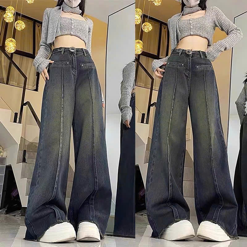 Quần bò ống rộng nữ cạp cao quần jeans ống rộng lưng cao, vải bò 2024 | BigBuy360 - bigbuy360.vn