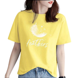 [Choice] Áo Thun Nữ MA1-420-21 Tay Ngắn In Hình Lông Vũ Chất Vải Cotton Co Giãn Freesize Dưới 55kg