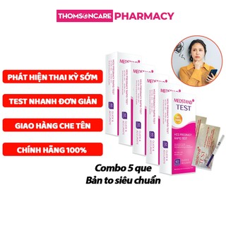 Que thử thai Test Medstand - Combo 5 que có che tên, giúp phát hiện có thai sớm test nhanh, chính xác 100% sau 60 giây