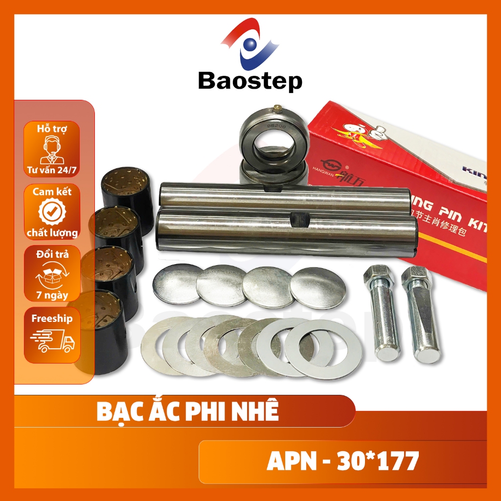 Bộ ắc phi dê, thân Pi 30*177mm, lưng bạc F34,  Bộ ắc phi nhê (trục đứng)
