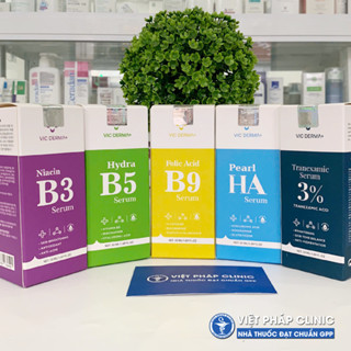 Serum Phục Hồi, Cấp Ẩm, Làm Dịu Da VICDERMA+ Pearl HA - Hydra B5 - Folic Acid B9 - B3 Niacin - 3% Tranexamic 50ml