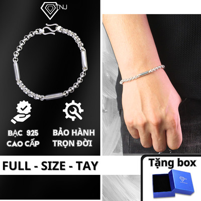 Lắc tay bạc nam mắt xích dạng ống kết hợp sang trọng LTA0150 - Trang Sức TNJ