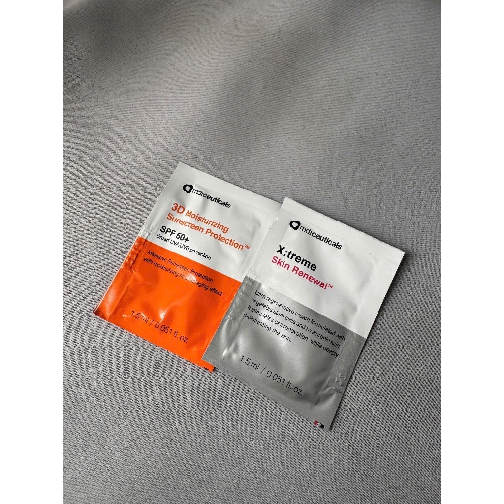 [HÀNG CÔNG TY] [SAMPLE] Md:ceuticals Kem dưỡng X:treme - Kem chống nắng MD:3D SPF50+ 1.5ml