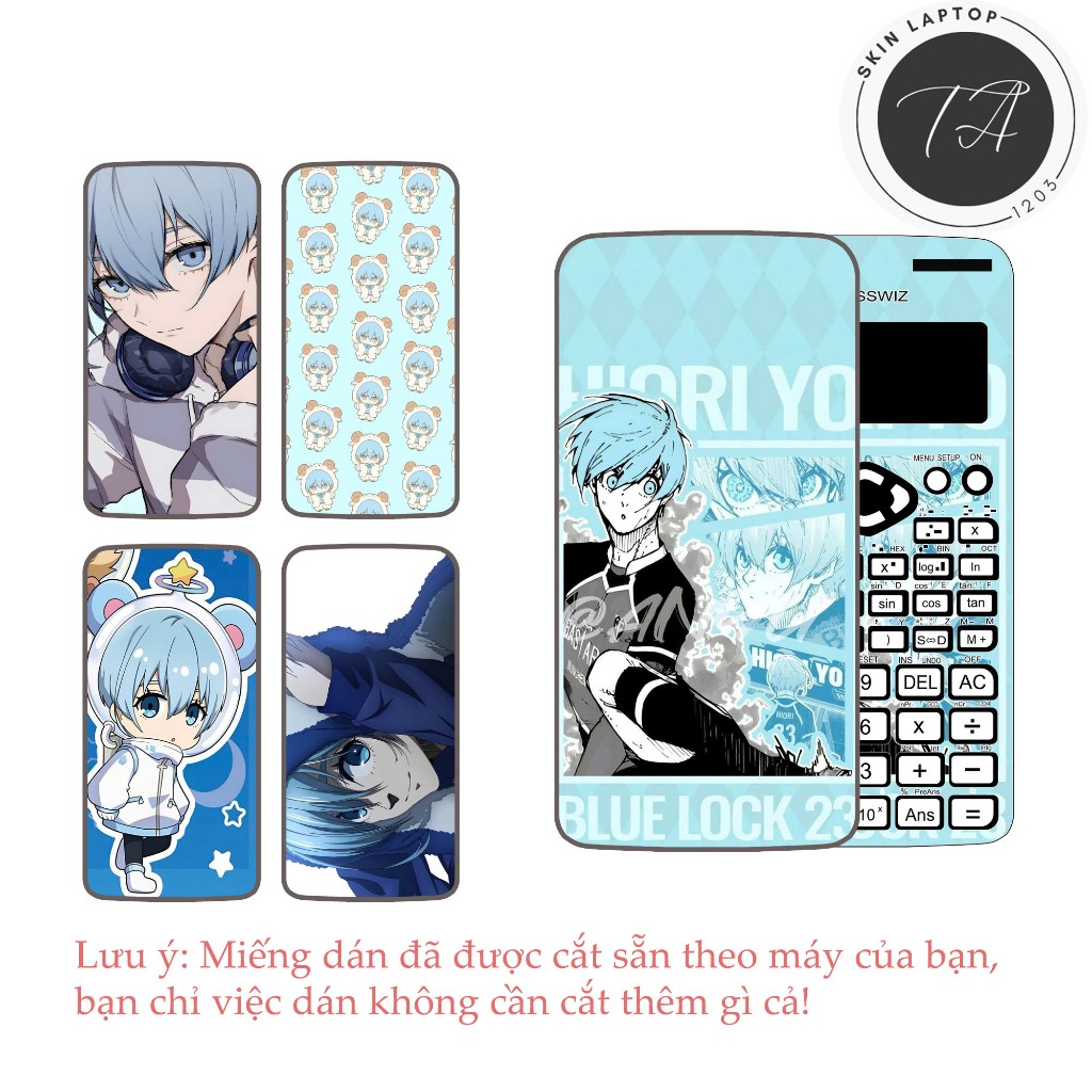 Miếng dán Decal máy tính Casio fx570/ fx580/ fx880/... Hiori Yo Blue Lock có in thêm tên khách theo 