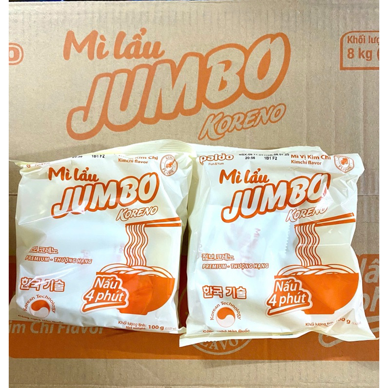 Mì lẩu Jumbo Koreno – Vị Kim Chi Thùng 80 Gói x 100gr