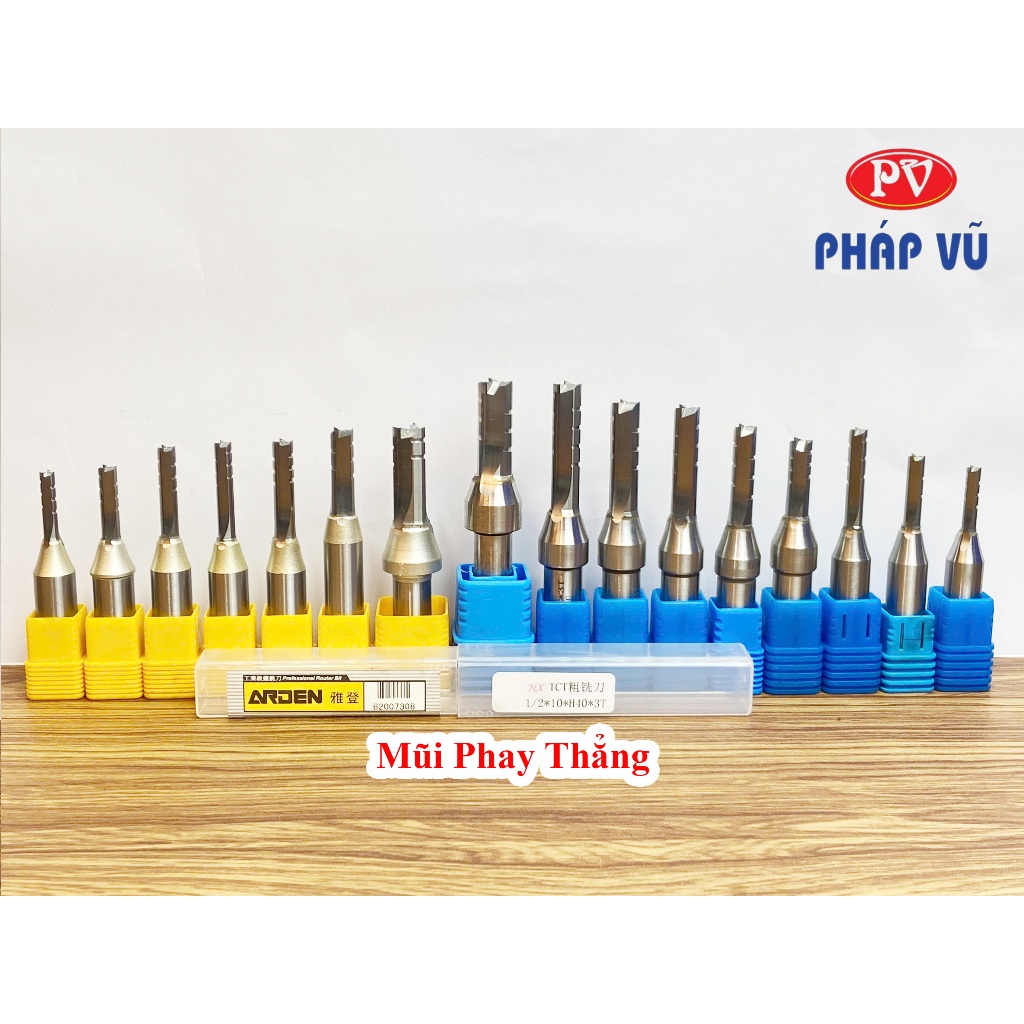 Mũi phay CNC TCT 3 cánh - có rãnh thoát phôi cốt 12.7 AK47-2 Arden