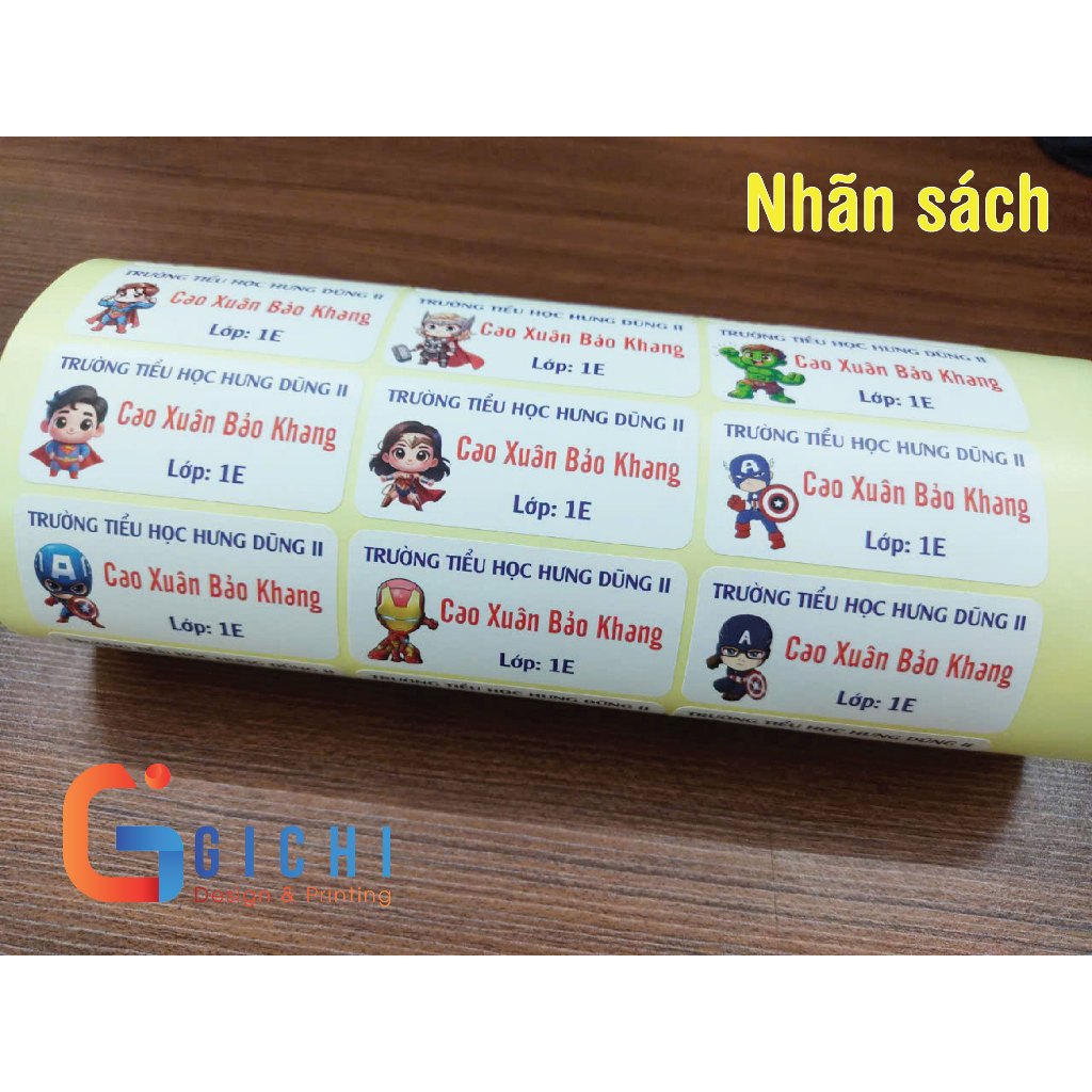 [COMBO] 30 Nhãn sách và 84 Nhãn tên cho bé - In theo yêu cầu - Bóc dán dễ dàng - Gichi Design & Prin