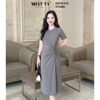  Đầm body đi chơi Nhật Vy cổ tròn xoắn eo tay ngắn chất thun gân phù hợp dạo phố - D3150 