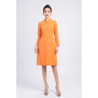 Đầm dáng A, tay dài, cổ nơ, đính cúc đá TT MMOutfit DA0822526