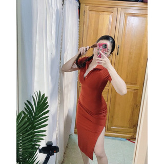 Đầm body sơmi xẻ tà size S eo dưới 65cm ( Quận Tân Phú - Hoả tốc Hcm )