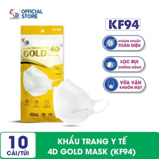 50 cái khẩu trang 4D Gold Mask KF94 - Túi 10 cái - Khẩu trang lọc bụi mịn Trường Dương