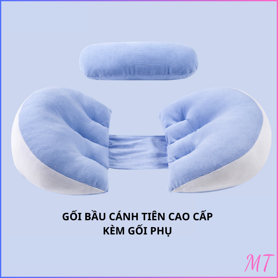 Gối Bầu Cánh Tiên Cao Cấp Mittu Kèm Gối Phụ Hỗ Trợ Nâng Đỡ Bụng Giảm Đau Mỏi Cho Mẹ Bầu