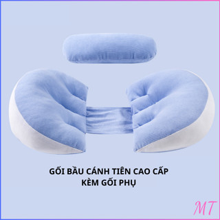 Gối Bầu Cánh Tiên Cao Cấp Mittu Kèm Gối Phụ Hỗ Trợ Nâng Đỡ Bụng Giảm Đau Mỏi Cho Mẹ Bầu