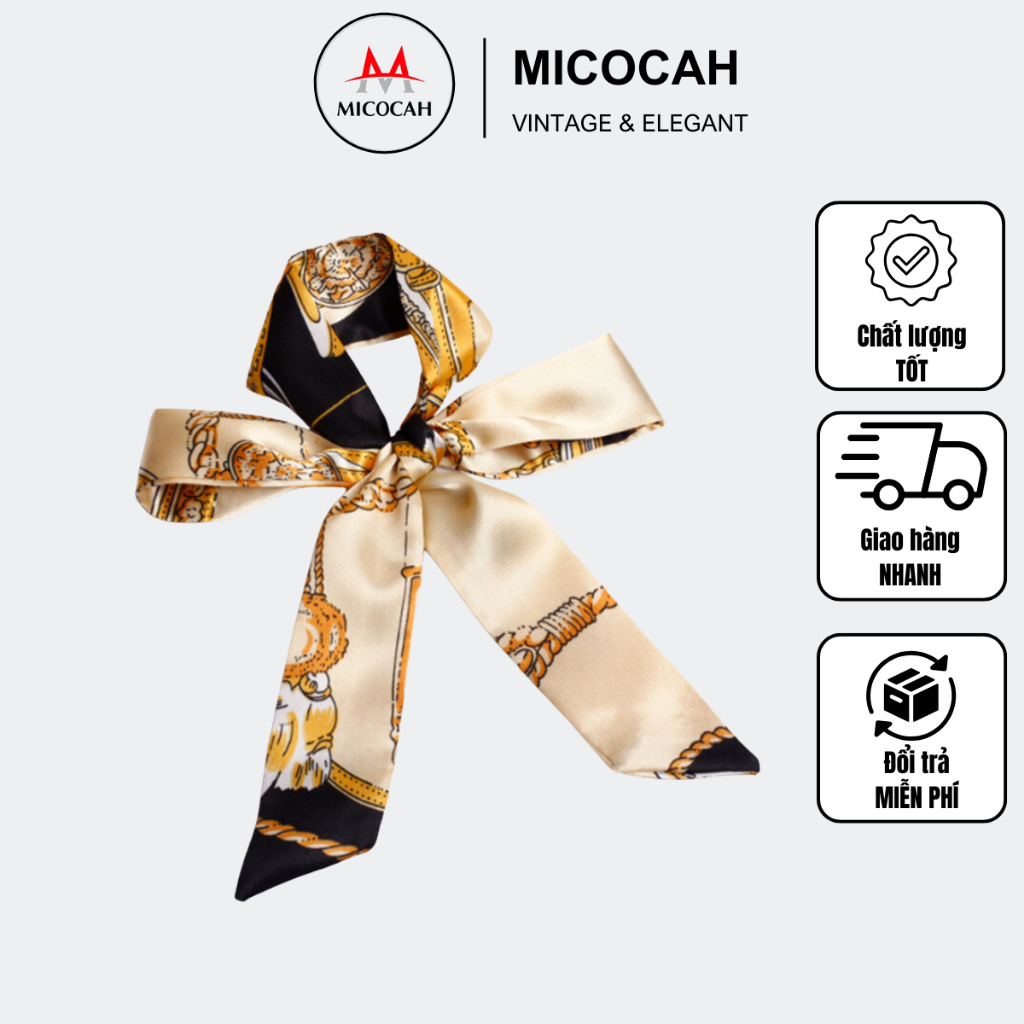 Khăn Lụa Cuốn Túi Xách Cao Cấp Khăn Lụa Dài Buộc Tóc Quàng Cổ Nữ Đa Năng Tukado Nhiều Màu TK01