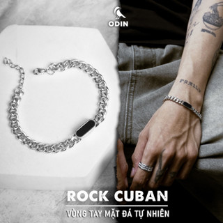 Vòng tay ODIN Rock Cuban - Onyx Đen | Malachite Xanh lá | Xà cừ Trắng - Phong cách tối giản, cổ điển thép không gỉ 316L