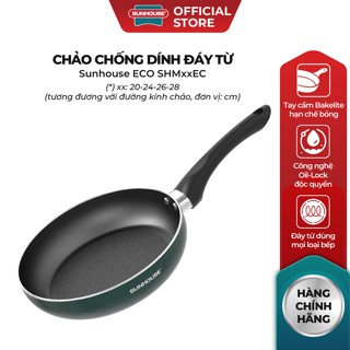 [Độc quyền Online] Chảo chống dính đáy từ Sunhouse ECO SHM20-24-26-28EC - Công nghệ Oil Lock chống cháy cục bộ