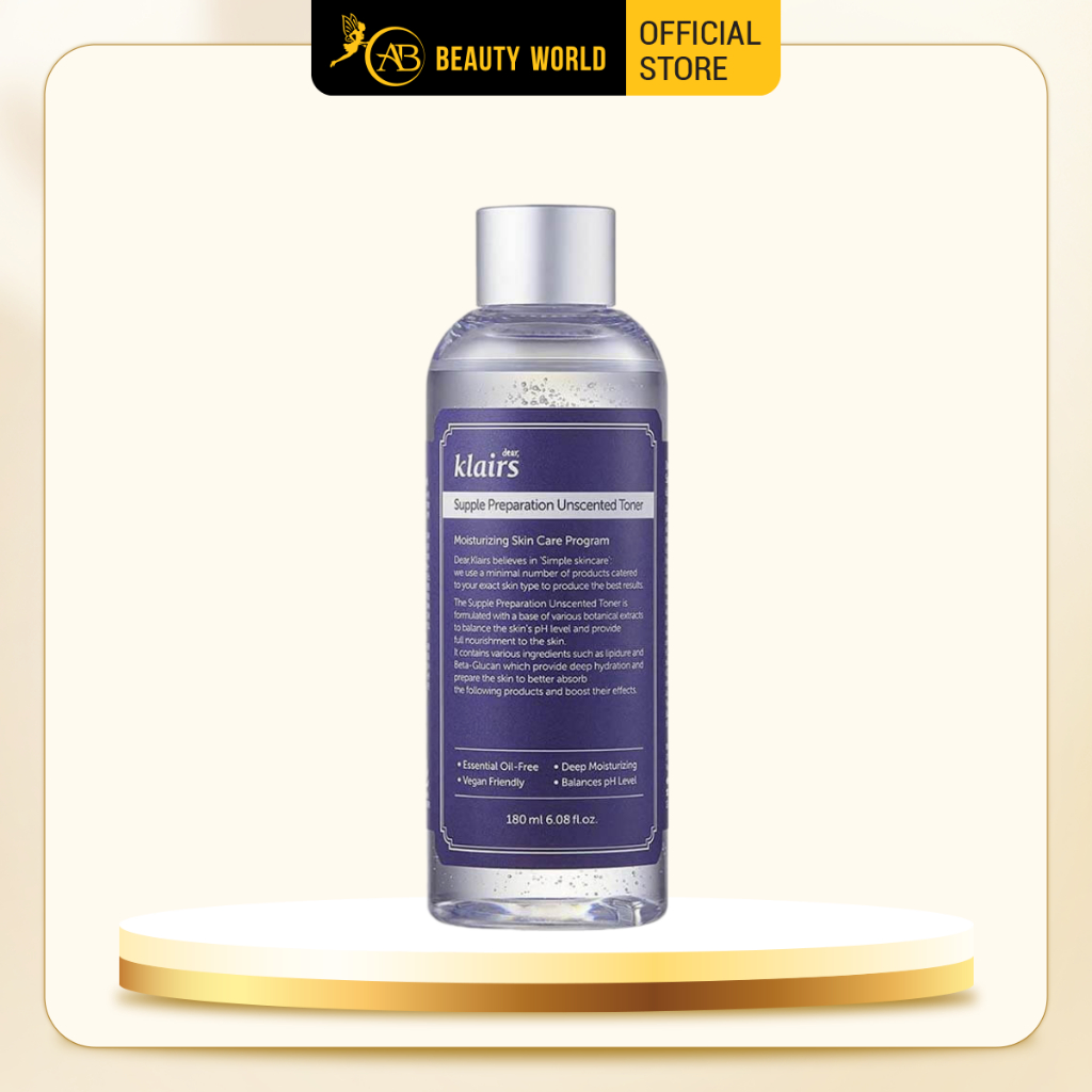 Nước Hoa Hồng Không Mùi Klairs Supple Preparation Unscented Toner 180ml AB Beauty World