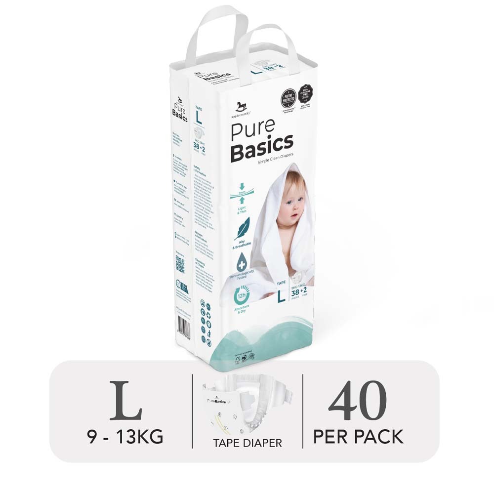 [Applecrumby] - Bỉm tã dán ngày đêm cao cấp Applecrumby Purebasics Diapers thấm hút tốt