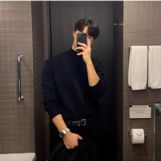 Áo Len Nam Giữ Nhiệt Cổ Lọ 3 Phân Áo Len Dệt Kim Dài Tay Vải Len Co Giãn Phong cách Hàn Quốc L01