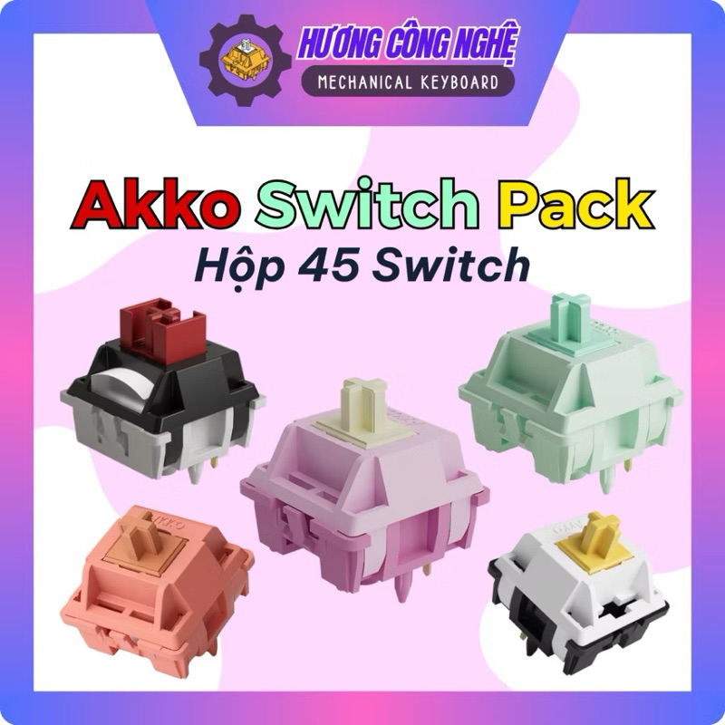 Hộp 45 switch Akko | Switch AKKO Dracula, Botany, Creamy Purple, Rosewood, Penguin - Bé Nâu petshop